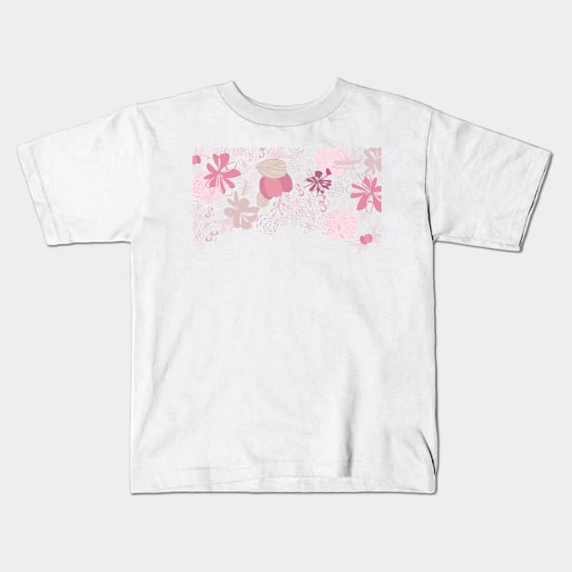 Abstract pink flower baby girl illustration Kids T-Shirt by GULSENGUNEL